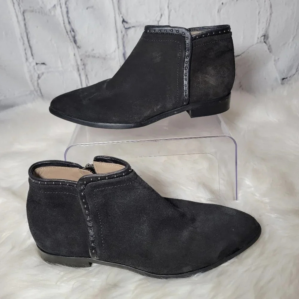 Italeau Miralda Womens‎ Black Studded Ankle Boot Minimalist Bootie Leather Boho